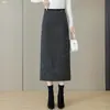 Falda Midi Negra Moldeadora de Cintura Alta Personalizada para Mujer Elegante Ceñida a la Cadera con Abertura Falda Lápiz de Moda Cien