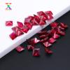 Corindón rojo oscuro de imitación de rubí princesa cuadrado de ángulo recto de alta calidad n.° 8, flor de coche roja oscura, corindón rojo, piedra desnuda
