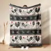 Manta de siesta de franela con estampado de collage de gallo de granja vintage TEMU transfronteriza, manta decorativa para sofá de animal lindo