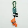 Chaveiro de Filhote de Couro Genuíno Feito à Mão Cordão Anti-Perda Pingente Chaveiro de Carro Bulldog Francês Chaveiro de Corda Trançada