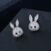 Pendientes de plata de ley 925, elegantes y bonitos pendientes de conejo, joyería de plata para mujer, pendientes de moda coreana que combinan con todo.
