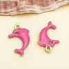 Colgante de delfín de esmalte de doble cara de acero inoxidable para pendientes, pulseras, llaveros y joyería hechos a mano para DIY
