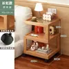 Mesa de Noche Móvil Estante de Almacenamiento Habitación Pequeña Multifuncional Abierta Creativa Estilo Mid-Century Madera Mesa Pequeña