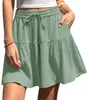 2026 Verano Nuevo Ropa Femenina Transfronteriza Amazon Wish Comercio Exterior Europeo y Americano Color Sólido Holgado Casual Falda con Cordón