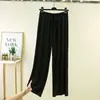 Pantalones de pierna ancha de encaje con cordones de cintura alta para mujer, estilo nuevo de verano, pantalones largos ligeros versátiles adelgazantes, hechos de tela modal, pantalones casuales sueltos y sencillos