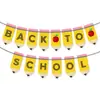 Decoración de fiesta temática de temporada escolar transfronteriza regreso a clases manzana lápiz bandera personalización al por mayor
