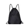 Mochila impermeable con cordón para exteriores con cremallera, logotipo impreso, bolsillo con cordón de poliéster, mochila con cordón al por mayor, gran capacidad, mochila escolar