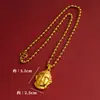 Collar de Cadena de Cuentas con Cabeza de Buda de Cobre Chapado en Oro con Cordón Trenzado Negro Ajustable, Colgante de Buda, Accesorio para Mujer