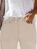 Cy038 Novo Estilo Moda Feminina Simples Cintura Alta Cor Sólida Metálico Cintura Alta Elástico Skinny Cor Sólida Calça Jeans