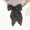 Fita Fresca com Estampa de Bolinhas Florais Preto e Branco Laço Cauda de Andorinha Acessórios de Cabelo Feitos à Mão DIY Roupas Sapatos Chapéus Bolsas Acessórios