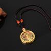 Pingente Caixa Gawu Thangka Tibetano Liga Banhado a Ouro Colar Redondo de Moda com Estampa Dupla Face Corrente de Ágata