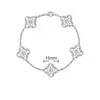 Pulsera de Trébol de Cuatro Hojas y Cinco Flores CNC Oro V Delgado Flor Nueva Edición Artesanía Fina Cadena Gruesa de Nueve Secciones Pulsera de Trébol de Cuatro Hojas de Nácar Blanco Natural