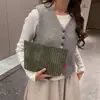 Bolso tipo sobre de textura de pana nuevo estilo 2026, Bolso de mano de tela de pana moderno y simple para mujer