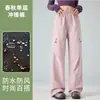 Conjunto de duas peças de fleece removível feminino para outono e inverno, calça de trabalho para homens, calça de paraquedista, para viagens ao ar livre, calça de montanhismo