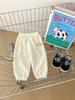 Pantalones de primavera 2024 para niños, bonitos pantalones de gofre con diseño de oso, ropa exterior fina, pantalones casuales con tobillos atados para bebés