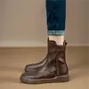 Botas de Moda Gruesas y Modernas para Mujer 2026 Nuevas Botas Individuales Vintage Primavera y Otoño Botas Cortas de Tacón Plano para Mujer Otoño e Invierno Marrones Suela Suave