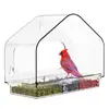 Comedero para pájaros con ventana transparente y 4 ventosas extrafuertes. Comedero acrílico para semillas de animales salvajes, ideal como regalo para observar aves al aire libre. Decoración de jardín fácil de limpiar. Tamaño mediano.
