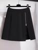 Saia feminina 2024 primavera nova cintura alta emagrecimento estilo coreano A- linha saia design zíper hot pants irregulares