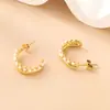 Brincos de Pérola em Forma de Vagem de Ouro 18K Brincos da Moda em Forma de C Joias para Exportação Estilo para o Trabalho Elementos Geométricos Círculo