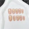 Uñas postizas de puntos rosas, uñas cortas cuadradas redondeadas de puntos, suaves y favorecedoras para otoño e invierno, uñas postizas removibles