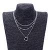 Amazon Nuevo Círculo Cuadrado Marca Collar Apilado de Tres Capas Personalizado Moderno Cadena Twist Cadena Clavícula para Mujer