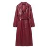 Outono 2024 Lapela Solta com Cinto PU Faux Leather Coat Casaco Cross-border Amazon Feminino D6195874