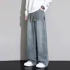 Calça Jeans Wide Leg Estilo Americano para Homens, Nova Marca Tendência 2026, Calça Longa Reta Casual Solta e Descolada para Homens