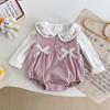Mono Chaleco de Otoño para Niña Nuevo para Bebé Niña Lazo Cuello Redondo Sin Mangas Dulce Princesa Mameluco Primavera y Otoño