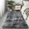 Alfombra de Lana de Seda Estilo Ins Nórdico, Alfombrilla de Mesita de Noche para Dormitorio, Alfombra Completa de Felpa Larga, Alfombra para Sala de Estar, Felpudo de Color Liso Tie-Dye