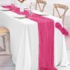 Hilo Bali camino de mesa de tela arrugada mantel con un toque europeo decoración para fiesta de boda camino de mesa arrugado estilo bohemio al por mayor