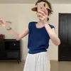 Estilo Férias Fresco Elegante Gelo Linho Multicor Colete Verão 2025 Novo Estilo Coreano Versátil Gola V Top Sem Mangas Camiseta