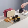Juego de té Kung Fu portátil para viaje, traje, tetera mini simple, regalo de mano para bienes raíces de negocios, LOGOTIPO