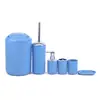 Cubo de basura de plástico para baño baño seis piezas inodoro escobilla de baño dispensador de jabón líquido taza para cepillo de dientes taza de agua caja de jabón