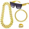 Traje de los 80 para Hombre Cosplay Hip Hop Punk Collar de Dólares Anillo Pendientes Gafas Sombrero de Pescador Traje
