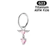 Brincos de Liga de Titânio F136 Transfronteiriços Anel Contínuo Pingente Asas de Anjo Zircônia Incrustada Brincos Brincos Joia para Piercing