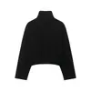 Chaqueta corta de otoño para mujer de estilo europeo y americano para comercio exterior, color liso, simple, cuello alto, estilo aviador, manga larga, con cremallera