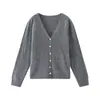 26 Otoño/Invierno Lujoso Suéter de Lana Cachemir Seda de Mora Cepillada Cardigan Abrigo de Punto Puyuan Cuello en V
