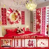 Set Popular de Decoración para Habitación de Boda de Xiaohongshu para los Novios, Decoración de Dormitorio y Sala de Estar, Pared de Fondo de Tablero KT, Pegatinas de Doble Felicidad