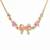 Pulseira Estilo Ins Fofa e Doce Coração Zircônia Borboleta Feminina Presente de Dia dos Namorados Joia Pulseira Dourada