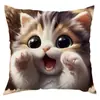 Funda de almohada para sofá transfronteriza, felpa corta agradable a la piel, funda de almohada de gato animal lindo, funda de cojín para sala de estar, no incluye relleno