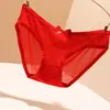 Roupa Íntima Sexy Transparente Feminina Renda Sedosa Cor Lisa Sem Costura Ultrafina Confortável Tentação Calcinhas Femininas com Laço Verão