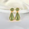 Pendientes de jade de alta calidad combinables exagerados elegantes estilo clásico simples con pasador de plata de ley 925 pendientes largos
