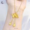 Joyería de oro con colgante de loto de oro vietnamita 999 moda DIY versátil loto amor dos mundos collar para mujer cadena para clavícula