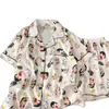 Direto da Fábrica Verão Novidades Manga Curta Algodão Nuvem Desenho Animado Pijama Roupa de Casa Pode Ser Usado Fora Fofo Gola Pequena Conjunto