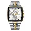 Reloj para Hombre Reward81100 Cronógrafo Multifunción Reloj para Hombre de Negocios Resistente al Agua Calendario Correa de Acero Sólido