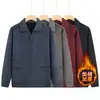 Cárdigan de Punto para Hombre de Mediana Edad y Ancianos, Cremallera con Solapa, Forro de Terciopelo, Chaqueta Casual Cálida Engrosada Otoño/Invierno para Papá