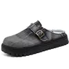 Chinelos Fechados Masculinos para Primavera e Verão, Novo Estilo para Usar ao Ar Livre, Chinelos Planos Preguiçosos de Sarja Estilo Birkenstock, Sapatos Masculinos da Moda Tendência