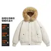 Chaqueta de algodón con capucha y ribete de pelo negro, unisex, engrosada para invierno, prenda exterior estilo montaña, chaqueta de vuelo estilo americano, abrigo de algodón