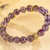 Pulsera de Abalorios de Círculo Único de Amatista, Cristal Torre Amarilla y Cristal Blanco, Pulsera Morada Original de Moda Romántica Amorosa para Mujeres