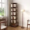 Estante de Livros Giratória 360 Graus Madeira Maciça Infantil Móvel com Rodinhas Sala de Estar Celebridade da Internet Quarto Canto Criativo Prateleira de Armazenamento